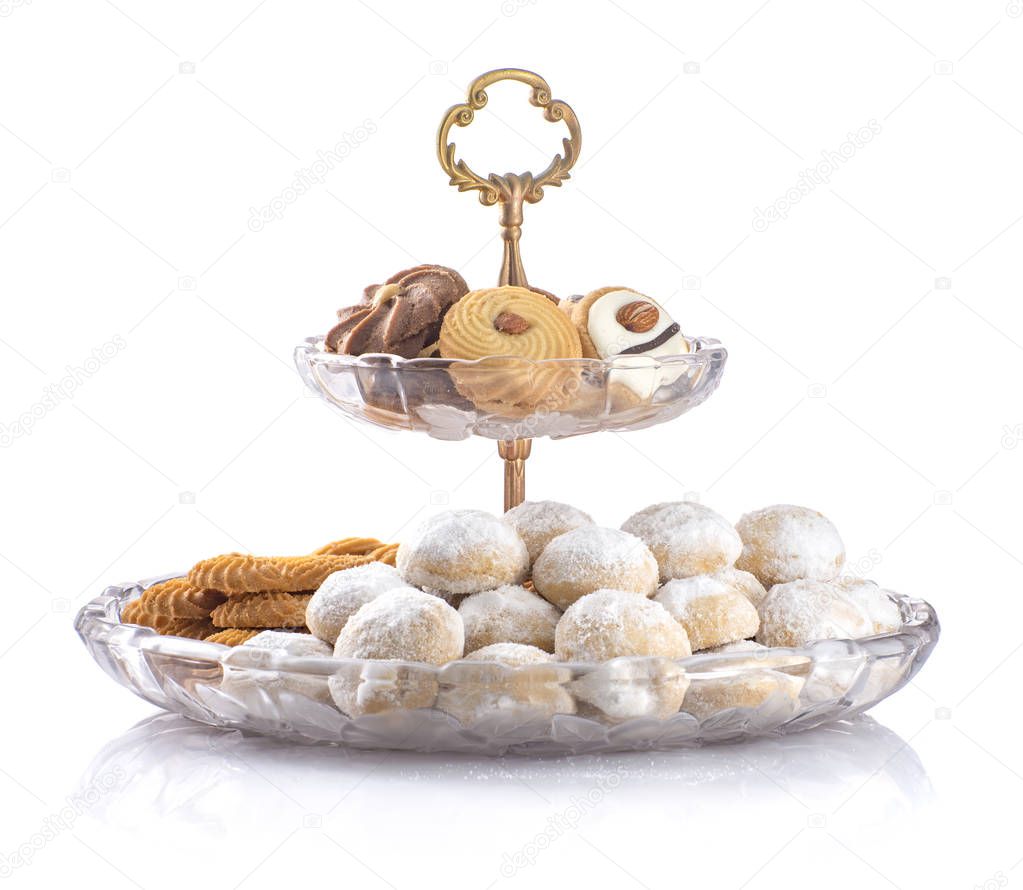 Eid Al-Fitr Cookies, Muslim Lesser Holiday Snacks Isolated on White