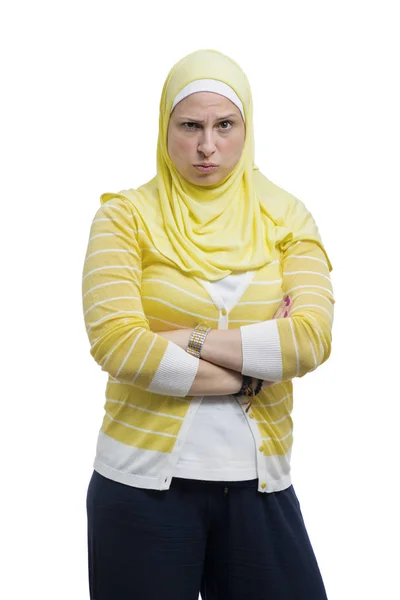 Schön Genervt Moderne Muslimische Frau Isoliert Auf Weißem Hintergrund — Stockfoto