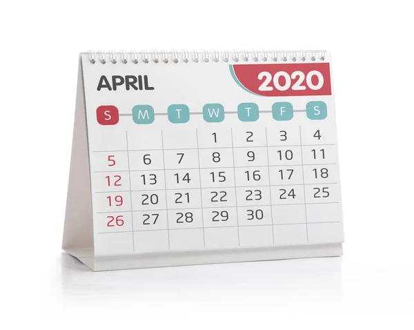 Aprilie 2020 Calendar desktop — Fotografie, imagine de stoc