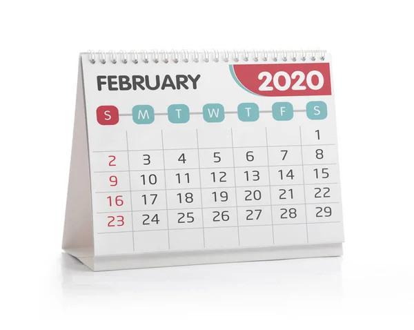Календар стільниць лютого 2020 року — стокове фото