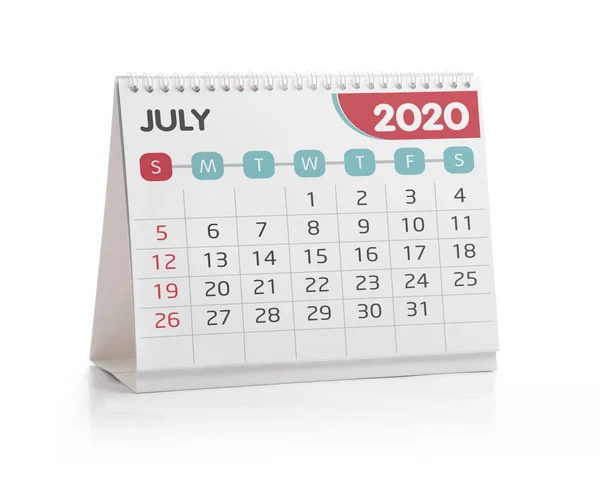 Липень 2020 Календар стільниць — стокове фото