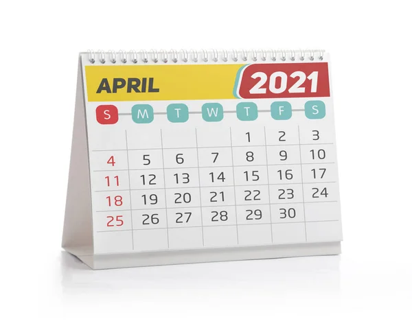 Квітень 2021 Офісний Календар Ізольовано Білому — стокове фото