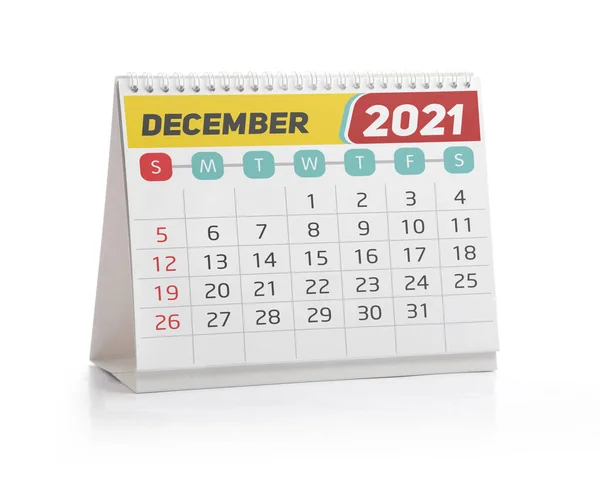 Dezembro 2021 Office Calendar Isolado Branco — Fotografia de Stock