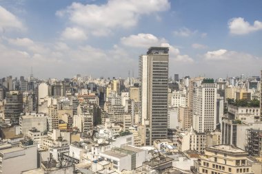 Panoramik şehir merkezi Sao Paulo Brezilya üstten