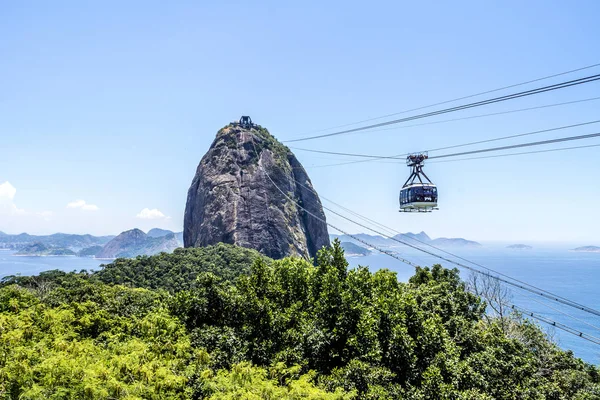 Pao Acucar Kolejki Linowej Nad Miasta Rio Janeiro — Zdjęcie stockowe