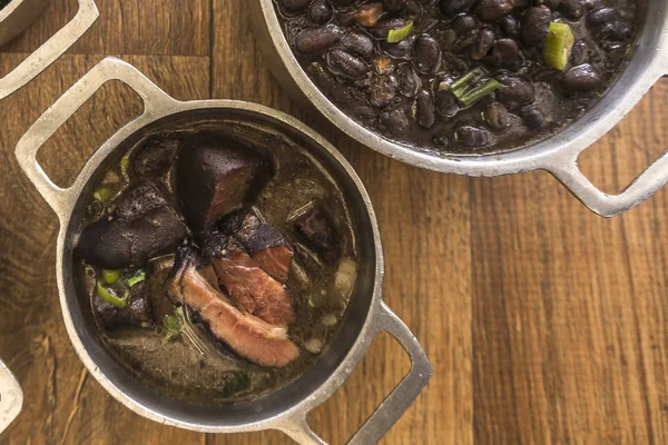 Pokrmy Které Jsou Součástí Tradiční Feijoada Typická Brazilské Jídlo Černé — Stock fotografie