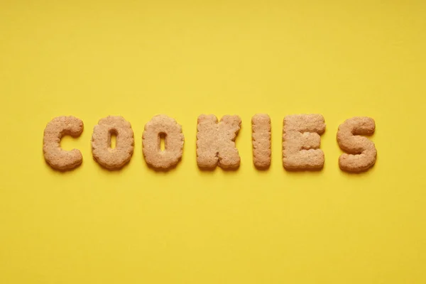 Cookies word spelled out with cookie letters or characters — Stock Photo, Image