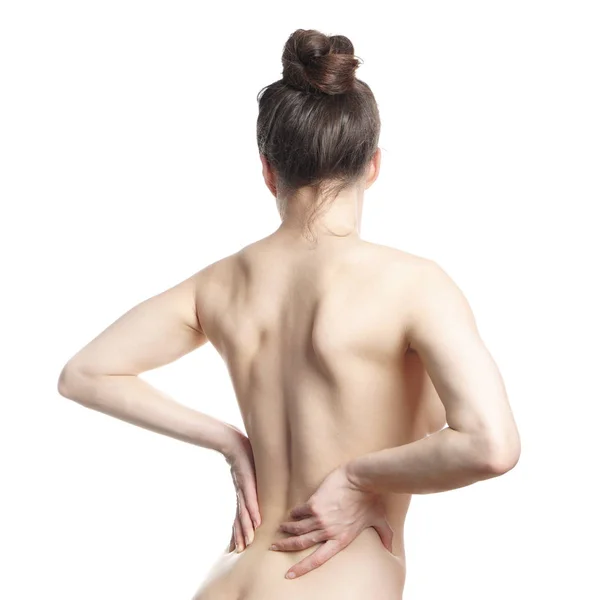 Schmerzen im unteren Rücken oder Bauchschmerzen — Stockfoto