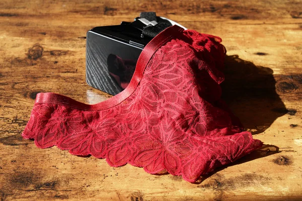 VR casque de réalité virtuelle et sous-vêtements pour femmes — Photo