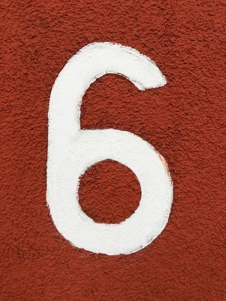 Nummer sechs in arabischer Ziffer - Hausnummer 6 — Stockfoto