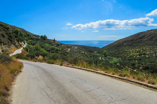 Strada Locale Attraverso Colline Dell Isola Zante Grecia Soleggiata Giornata — Foto Stock