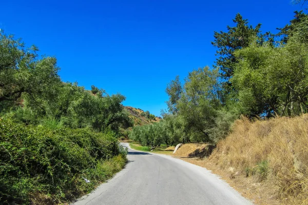 Zakynthos Adası, Yunanistan, güneşli yaz günü tepeler yerel yol yalak