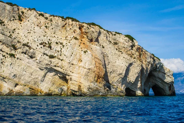 Cuevas Azules Acantilado Isla Zakynthos Mar Jónico Grecia —  Fotos de Stock