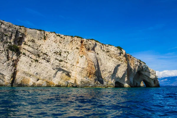 Cuevas Azules Acantilado Isla Zakynthos Mar Jónico Grecia —  Fotos de Stock