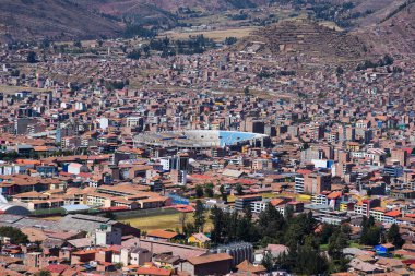 Cityscape Cusco Peru, futbol stadyumu