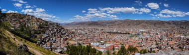 Cityscape Cusco Peru. Panoramik görünüm