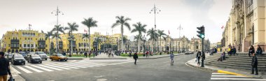Lima / Peru - 07.18.2017: Plaza de Armas panoramik manzaraya. 