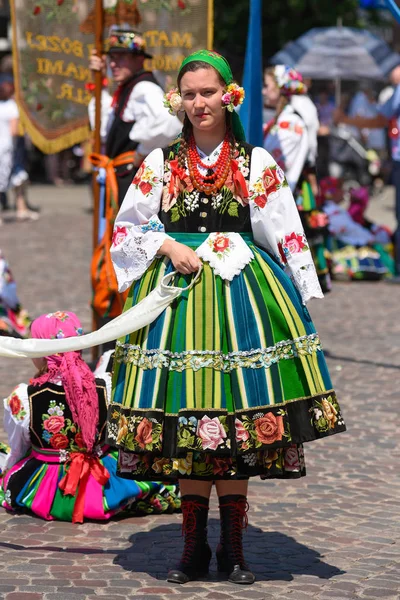 Lowicz Polsko Možná 2018 Průvod Církevní Svátek Božího Těla Místní — Stock fotografie