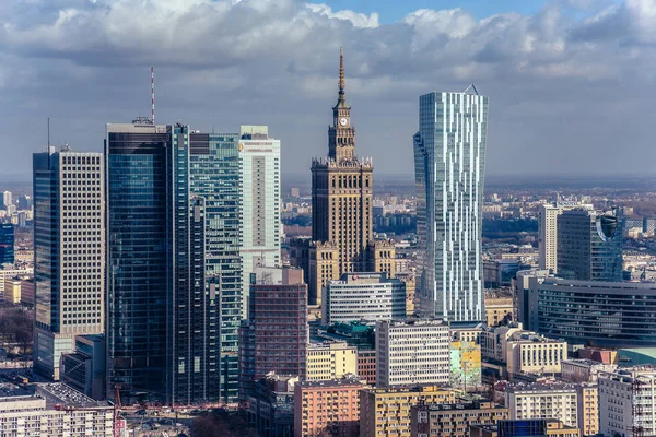 Warsaw Poland 2017 Contrast View Old Architecture Building Palace Culture — Stock Photo, Image