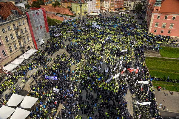 Βαρσοβία Πολωνία October 2018 Θέα Από Την Κορυφή Αστυνομικούς Διαμαρτυρόμενοι — Φωτογραφία Αρχείου