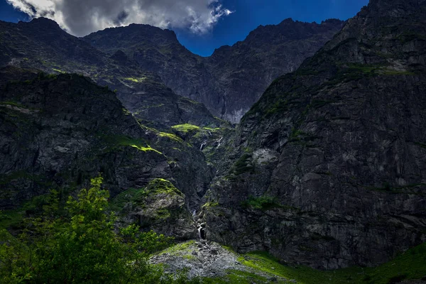 Dağdan Aşağı Akan Dağ Dere Görüntüleyin — Stok fotoğraf