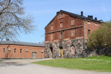 Taş ve tuğla Suomenlinna ada, Finlandiya tarihi balast oda inşa