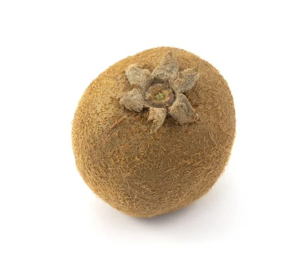 Een Kiwi Fruit Met Harige Huid Zes Kelkbladen Rond Het — Stockfoto