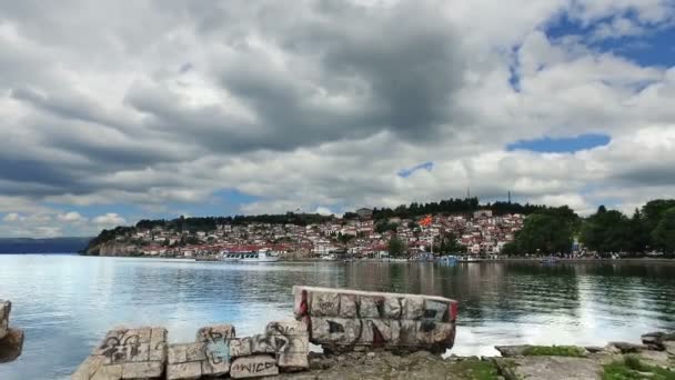 Vista Della Parte Storica Della Città Ohrid Macedonia Patrimonio Mondiale — Video Stock