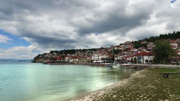 Вид Історичну Частину Міста Ohrid Македонії Всесвітньої Спадщини Юнеско — стокове відео