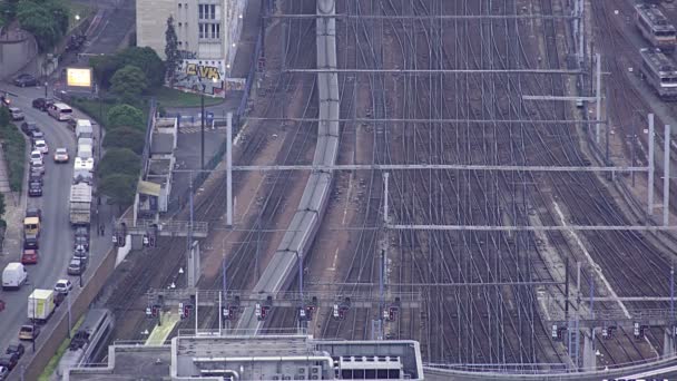 Paryż Francja Śledzi Wagonów Kolejowych Kolejowe Stoczni Kolejowego Dworca Gare — Wideo stockowe