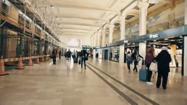 Paris França Por Volta Maio 2017 Tiemelapse Interior Gare Lyon — Vídeo de Stock