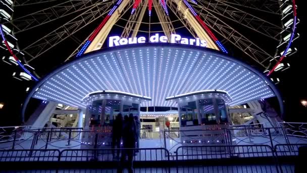 Das Berühmte Riesenrad Des Place Concorde Paris Bei Nacht — Stockvideo