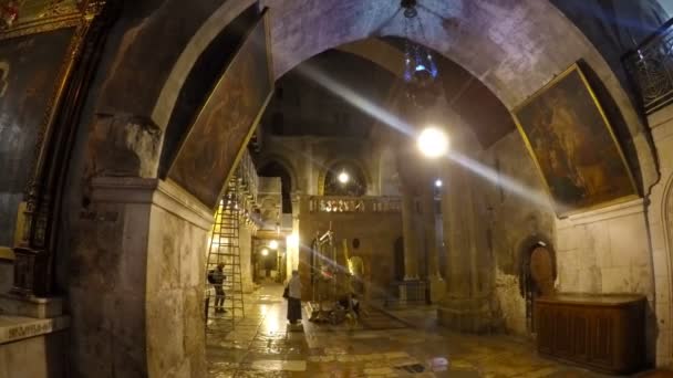 Ізраїль Єрусалим Jun 2017 Року Межах Церква Святого Гробу Єрусалимі — стокове відео