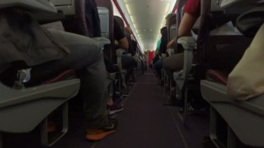 Paris, Fransa - Mayıs, 2017 yaklaşık: uçuş, sinematik vinç atış sırasında uçakta tipik sahne