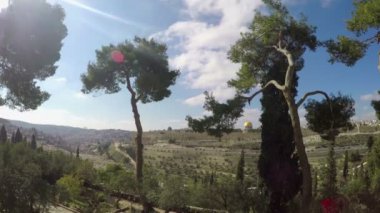 İsrail, Jerusalem - 06 Şubat, 2017: Zeytin Dağı üzerinde görünümü, St Maria Magdalena Rus Ortodoks Kilisesi