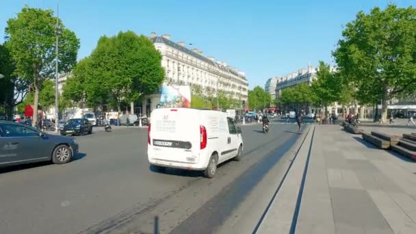 Francie Paříž Cca Květen 2017 Ranní Provoz Prohlídkou Města Autobus — Stock video