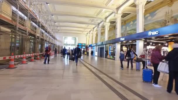 Paris France Circa May 2017 Passengers Moving Entrance Hall Train — Stock Video