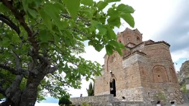Iglesia Jovan Kaneo Hermoso Día Soleado Lago Ohrid Macedonia — Vídeos de Stock
