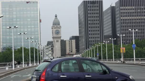 Tráfico Puente Desde Austerlitz Hacia Estación Tren Gare Lyon — Vídeos de Stock