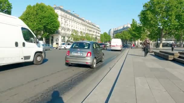 Francie Paříž Cca Květen 2017 Ranní Provoz Prohlídkou Města Autobus — Stock video