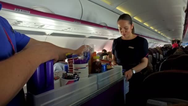 Paris Francja Circa Maja 2017 Stewardes Pokładzie Usługi Catering — Wideo stockowe