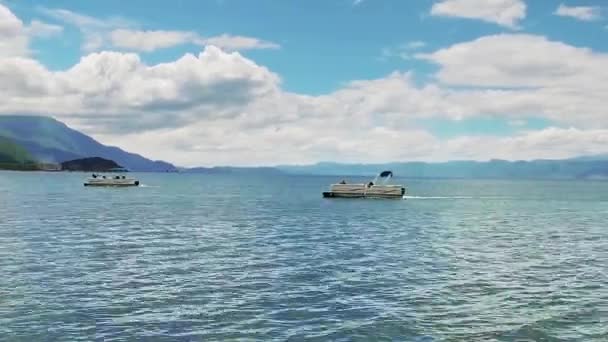 Ohrid Macedonia Circa Jun 2017 Lapso Tempo Barco Turístico Lago — Vídeo de Stock