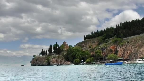 Widok Historyczną Część Miasta Ohrid Macedonii Światowego Dziedzictwa Unesco — Wideo stockowe