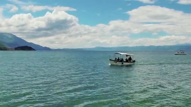 Македонія Ohrid Jun 2017 Року Межах Проміжок Часу Yourist Човен — стокове відео