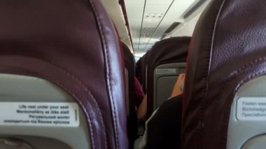 Paris, Fransa - Mayıs, 2017 yaklaşık: yolcu kabini görünümünü uçakta