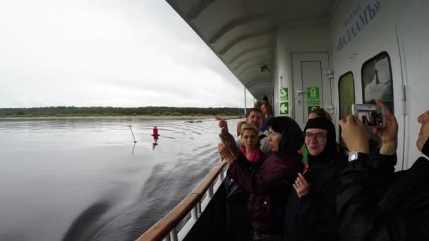 Valaam Russia Circa Noe 2016 People Travel Boat Valaam Island — Stock Video