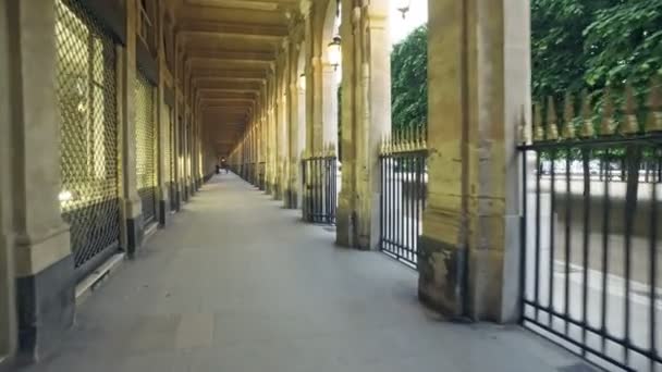フランス パリの 2017 ロワイヤル宮殿の家と庭の通路 — ストック動画