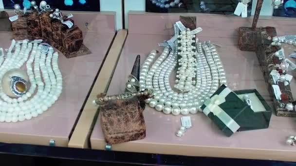 Pearl Jewelry Shop Window Ohrid Macedonia — Stock Video