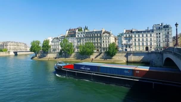 Frankreich Paris August 2017 Notre Dame Und Seine Fluß Mit — Stockvideo