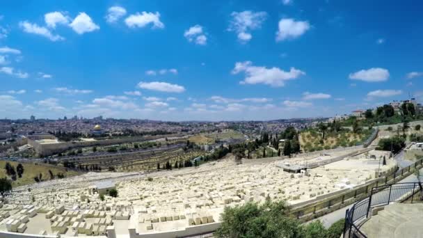 Vista Panorámica Jerusalén Ciudad Vieja Monte Del Templo Cúpula Roca — Vídeos de Stock